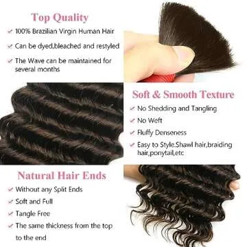 Deep Wave Bulk Human Hair for Braiding No Weft 100 g (1 Pack-2 Bundles) 100% Unprocessed Brazilian Virgin Human Hair Bulk Human Braiding Hair For Micro Braids Curly Deep Bulk 22 inch (Dark Brown #4)