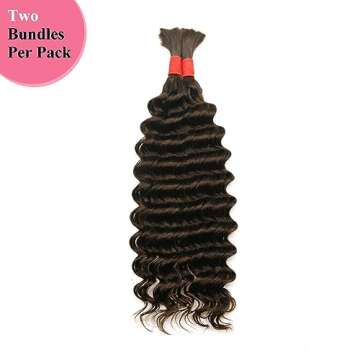 Deep Wave Bulk Human Hair for Braiding No Weft 100 g (1 Pack-2 Bundles) 100% Unprocessed Brazilian Virgin Human Hair Bulk Human Braiding Hair For Micro Braids Curly Deep Bulk 22 inch (Dark Brown #4)