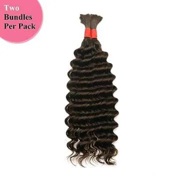 Deep Wave Bulk Human Hair for Braiding No Weft 100 g (1 Pack-2 Bundles) 100% Unprocessed Brazilian Virgin Human Hair Bulk Human Braiding Hair For Micro Braids Curly Deep Bulk 22 inch (Dark Brown #4)