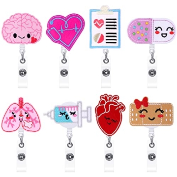 8 Pcs Nurse Badge Reels – Cute Felt Retractable Holders for Nurses & Doctors