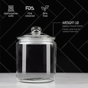 1 Gallon Airtight Glass Cookie Jar for Storage Needs