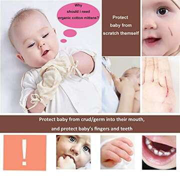 Organic Cotton Infant No Scratch Mittens Newborn for Baby Mittens 0-6 Months (free size, Patternless)