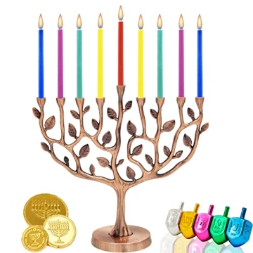 Dreidel Company Antique Copper Menorah for Hanukkah