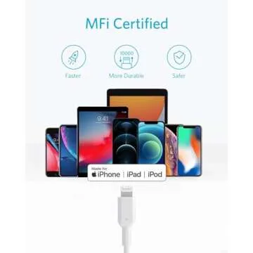 Anker USB C to Lightning Cable, 321 MFi Certified (3ft,White) for iPhone 13 Pro 12 Pro Max 12 11 X XS, AirPods Pro, Supports Power Delivery (Charger Not Included)