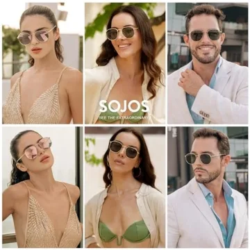SOJOS Square Aviator Sunglasses - Trendy UV Protection
