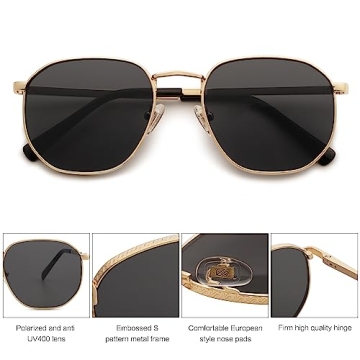 SOJOS Square Aviator Sunglasses - Trendy UV Protection