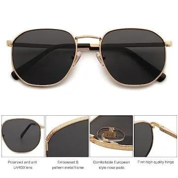 SOJOS Square Aviator Sunglasses - Trendy UV Protection