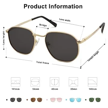 SOJOS Square Aviator Sunglasses - Trendy UV Protection