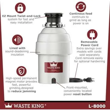 Waste King 1 HP Garbage Disposal - Efficient Food Waste Disposal