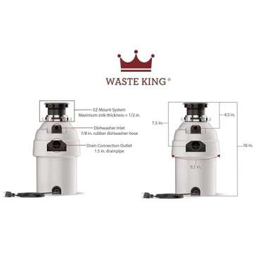 Waste King 1 HP Garbage Disposal - Efficient Food Waste Disposal