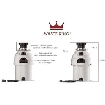 Waste King 1 HP Garbage Disposal - Efficient Food Waste Disposal