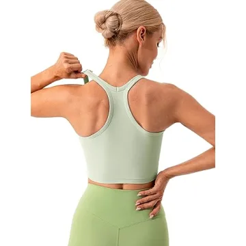 Lavento Women's Longline Sports Bra Yoga Top Silky Celadon