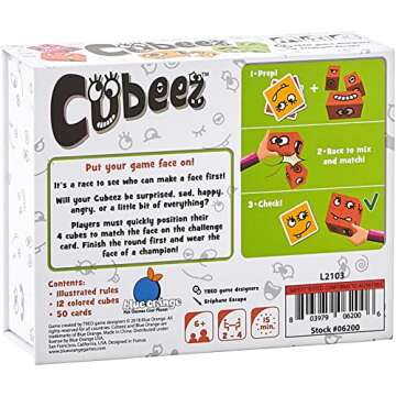 Cubeez The Original Wooden Face Changing Magic Cube Game | Expression Puzzle Building Blocks Pattern Matching Board Game | Kids, Teens, Adults, Family Games | Ages 6+ | by Blue Orange Games