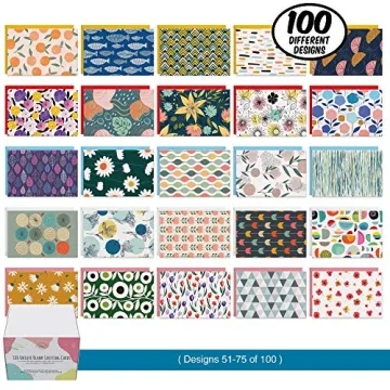 Dessie 100 Unique Blank Cards with Envelopes 4x6