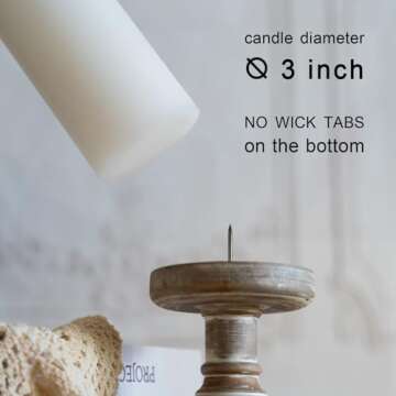 MOZEAL 3" x 4" Unscented Pillar Candles Set of 3
