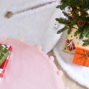 JOIEDOMI Pink Christmas Tree Skirt 36 Inch Elegant Decor
