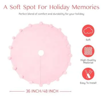 JOIEDOMI Pink Christmas Tree Skirt 36 Inch Elegant Decor
