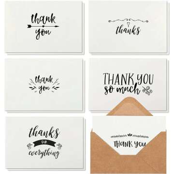 Thank You Notes with Envelopes - 48 Pack Set