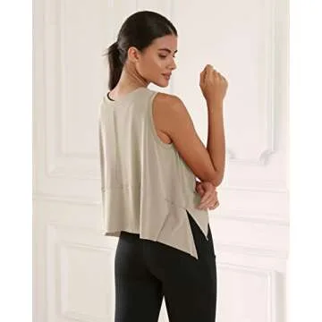 ODODOS Modal Soft Sleeveless Crop Top for Women Athletic Tee Gym Workout Cropped Yoga Tank, Abalone, Medium