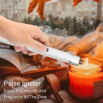 REIDEA Lighter R1 Flat Electronic Candle Lighter, Windproof Flameless USB Rechargeable Arc Lighter with Safe Button and Power Indicator for Candle, BBQ and Fireworks, White