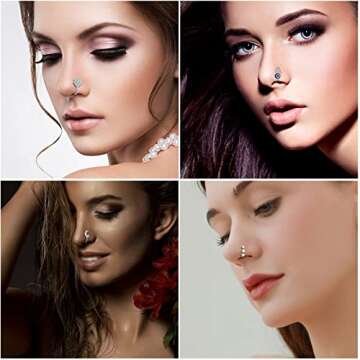 Stylish 25 Pcs Non-Piercing Fake Nose Rings Set for All