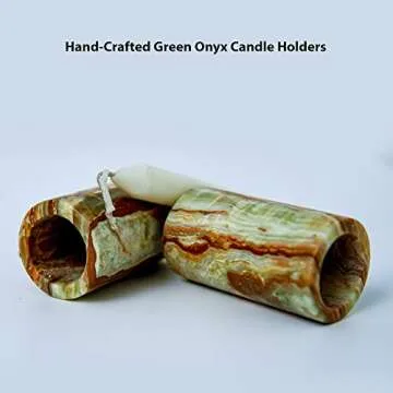 STONES N CRAFTS Set of 3 Marble Pillar Candle Holder, Onyx Unique Candles Christmas Decorative Candles Holders for Pillar Candles for Home Decor, Zen Decor, Fireplace Decor and Spa Décor