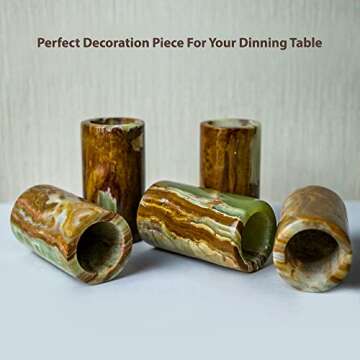 STONES N CRAFTS Set of 3 Marble Pillar Candle Holder, Onyx Unique Candles Christmas Decorative Candles Holders for Pillar Candles for Home Decor, Zen Decor, Fireplace Decor and Spa Décor