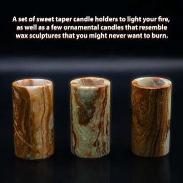 STONES N CRAFTS Set of 3 Marble Pillar Candle Holder, Onyx Unique Candles Christmas Decorative Candles Holders for Pillar Candles for Home Decor, Zen Decor, Fireplace Decor and Spa Décor