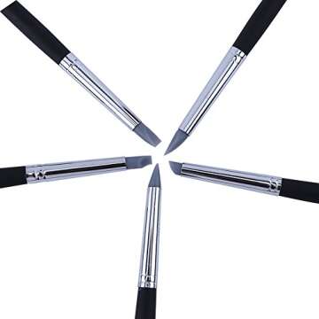 5pcs Clay Color Shaping Modeling Flexible Silicone Wax Clay Sculpting Carving Pottery Making Tool Pen with Black Wood Handles