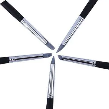 5pcs Clay Color Shaping Modeling Flexible Silicone Wax Clay Sculpting Carving Pottery Making Tool Pen with Black Wood Handles