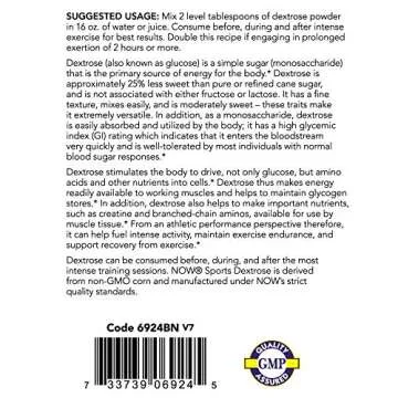 NOW Foods Sports Nutrition, Dextrose Powder (Monosaccharide), Energy Production*, 10-Pound