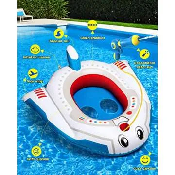 HopeRock Pool Toys for Kids Ages 4-8 - Inflatable Toddler Pool Float for Boys and Girls (Aged 3-12) - Fun Family Outdoor Toys with Water Gun Ride-on Airplane Swimming Pool Toy