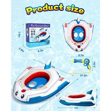 HopeRock Pool Toys for Kids Ages 4-8 - Inflatable Toddler Pool Float for Boys and Girls (Aged 3-12) - Fun Family Outdoor Toys with Water Gun Ride-on Airplane Swimming Pool Toy