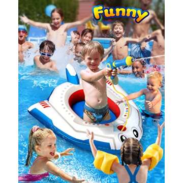 HopeRock Pool Toys for Kids Ages 4-8 - Inflatable Toddler Pool Float for Boys and Girls (Aged 3-12) - Fun Family Outdoor Toys with Water Gun Ride-on Airplane Swimming Pool Toy
