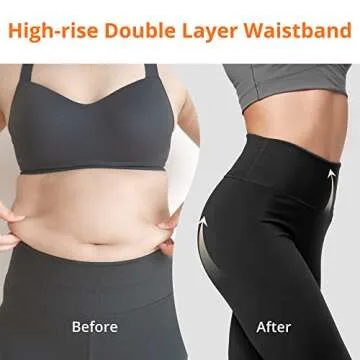 AKASO Womens Fleece Lined Leggings High Waisted Thermal Warm Yoga Pants Black, Medium