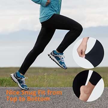 AKASO Womens Fleece Lined Leggings High Waisted Thermal Warm Yoga Pants Black, Medium