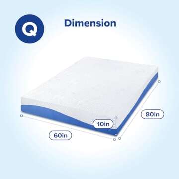 Olee Sleep Queen Mattress, 10 Inch Gel Memory Foam Mattress, Gel Infused for Comfort and Pressure Re...