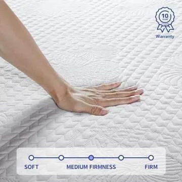 Olee Sleep Queen Mattress, 10 Inch Gel Memory Foam Mattress, Gel Infused for Comfort and Pressure Relief, CertiPUR-US Certified, Bed-in-a-Box, Medium Firm, Blue, Queen Size
