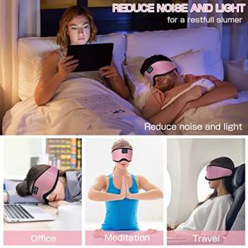 Sleep Mask with Bluetooth Headphones,LC-dolida Sleep Headphones Bluetooth Sleep Mask 3D Sleeping Headphones for Side Sleepers Best Gift and Travel Essential (Classical Pink)