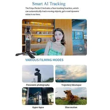 FeiyuTech Pocket 3 kit -Remote Handle &Camera 4K 60FPS Camera with Handheld 3-Axis Stabilizer, Pocket Action Camera, AI Tracking, Detachable Handle, Magnets for YouTube TikTok Video Vlog