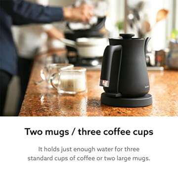 BALMUDA The Kettle | Electric Gooseneck Kettle | Lightweight | Stainless Steel | 0.6L (20fl oz) Capacity | Neon Light Indicator | Perfect for Tea and Coffee | US Version | Black