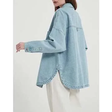 LifeShe Oversize Denim Shacket Jacket for Women