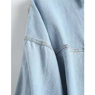 LifeShe Oversize Denim Shacket Jacket for Women