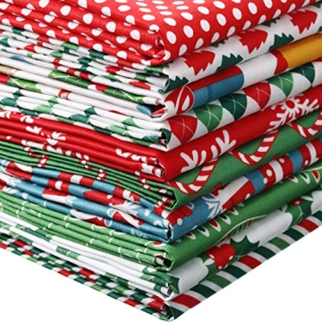 10 Pieces Christmas Cotton Fabric Squares Precut Quilting Fabric Patchwork Christmas Snowflake Print...