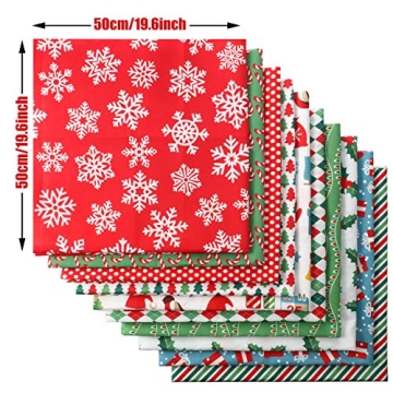 10 Christmas Cotton Fabric Squares for Craft Projects