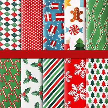 10 Christmas Cotton Fabric Squares for Craft Projects