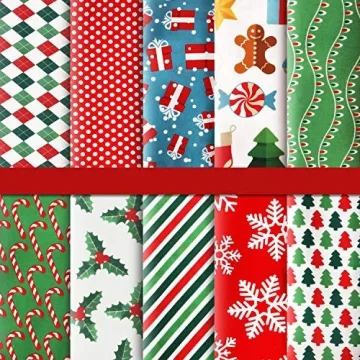 10 Christmas Cotton Fabric Squares for Craft Projects