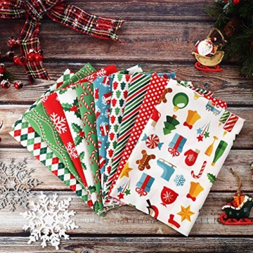 10 Christmas Cotton Fabric Squares for Craft Projects