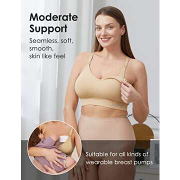 HOFISH Women’s Seamless Support Nursing Bras Medium Impact Maternity Nursing Sports Bras Full Bust...