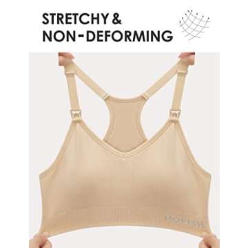 HOFISH Women’s Seamless Support Nursing Bras Medium Impact Maternity Nursing Sports Bras Full Bust Breastfeeding Bra Fit Wearable Pumps Pregnancy Postpartum Must-Have BlackBeige M